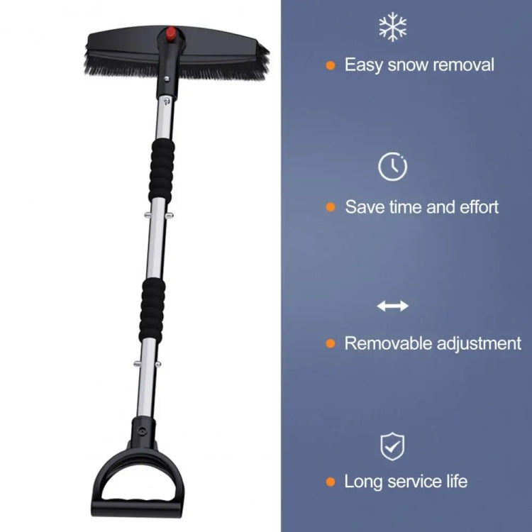 3-in-1 Car Snow Shovel Brush Kit Stainless Steel Retractable Ice Scraper(Black) - Ice Scraper by PMC Jewellery | Online Shopping South Africa | PMC Jewellery | Buy Now Pay Later Mobicred