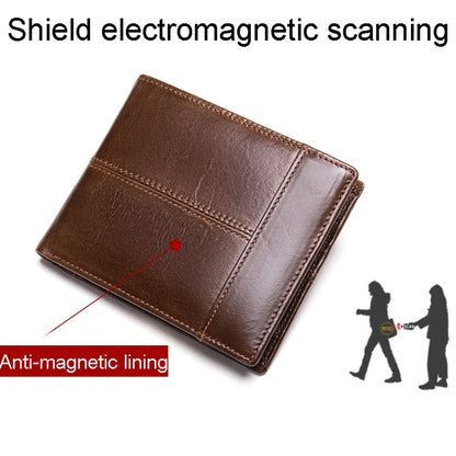 RFID Anti-Theft Short Mens Wallet Multi-Card Slot Cowhide Coin Purse(Coffee) - Antimagnetic RFID Package by PMC Jewellery | Online Shopping South Africa | PMC Jewellery | Buy Now Pay Later Mobicred