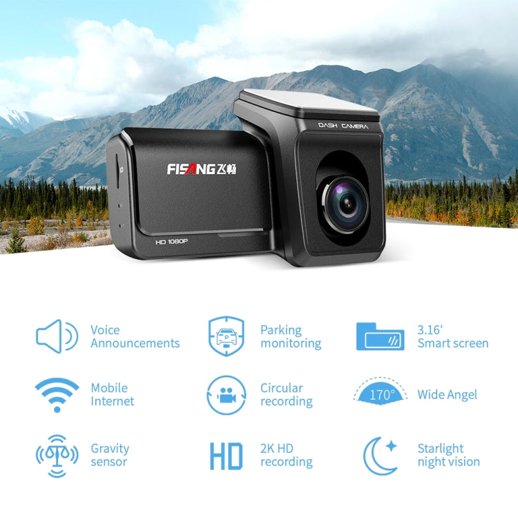 FISANG 2K HD Night Vision Car Single Recording Wireless WIFI Car Driving Recorder(M8Pro) - Car DVRs by FISANG | Online Shopping South Africa | PMC Jewellery | Buy Now Pay Later Mobicred