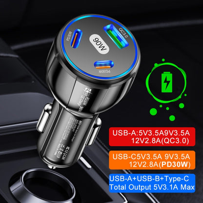 90W Super Fast Charging USB-C Car Charger Dual PD 30W+QC3.0 Charging Station(White) - Car Charger by PMC Jewellery | Online Shopping South Africa | PMC Jewellery | Buy Now Pay Later Mobicred