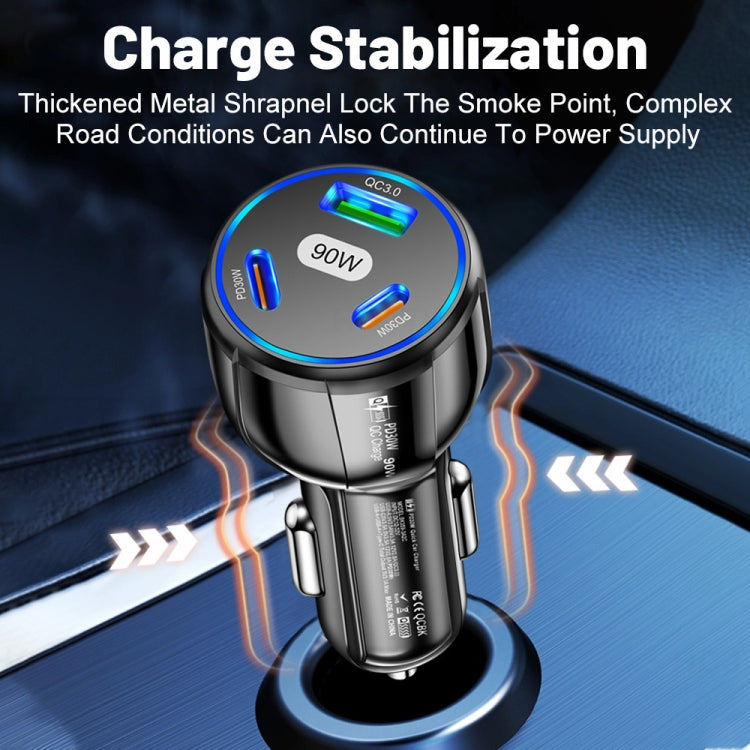 90W Super Fast Charging USB-C Car Charger Dual PD 30W+QC3.0 Charging Station(Black) - Car Charger by PMC Jewellery | Online Shopping South Africa | PMC Jewellery | Buy Now Pay Later Mobicred