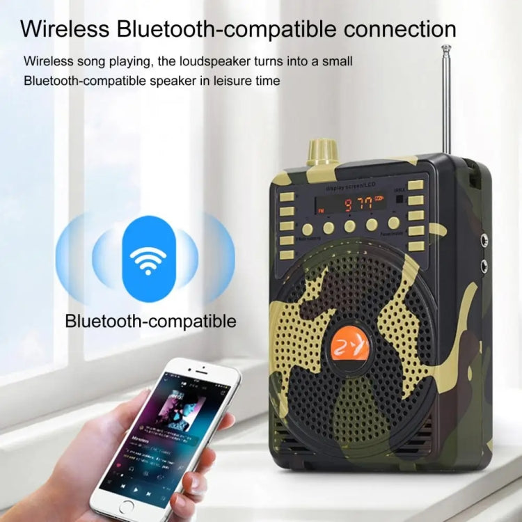 48W Wireless Bluetooth Voice Amplifier with Remote Control Supports USB/TF Card Playback UK Plug(Camouflage) - Midrange Speaker & Frequency Divider by PMC Jewellery | Online Shopping South Africa | PMC Jewellery | Buy Now Pay Later Mobicred