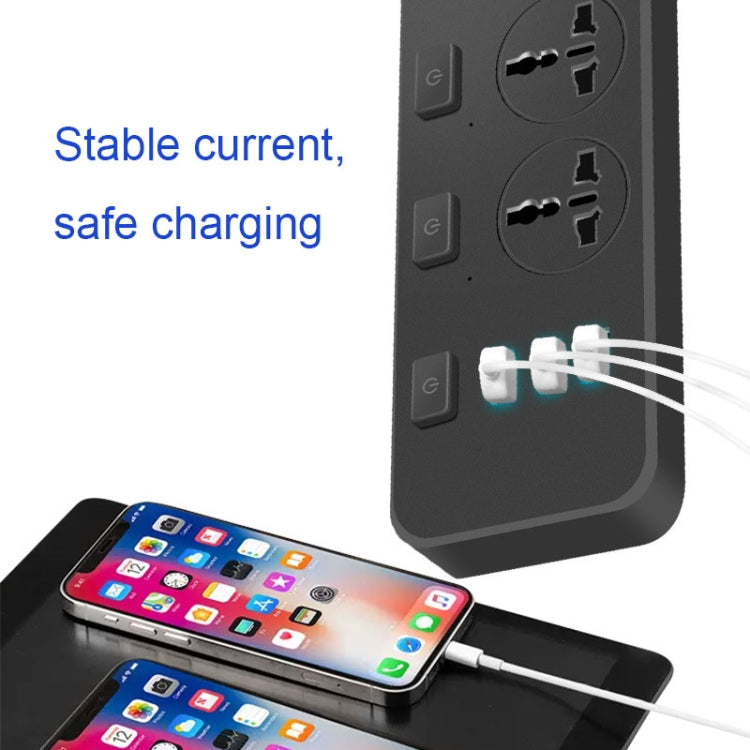 T14 2m 2500W 3 Plugs + 3-USB Ports Multifunctional Socket With Switch, Specification: US Plug (White) - Extension Socket by PMC TechLife | Online Shopping South Africa | PMC TechLife | Buy Now Pay Later Mobicred