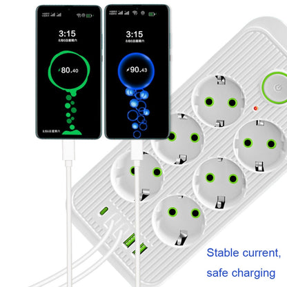 F06 2m 2500W 6 Plugs + PD + 4-USB Ports Multifunctional Socket With Switch, EU Plug(White) - Extension Socket by PMC Jewellery | Online Shopping South Africa | PMC Jewellery | Buy Now Pay Later Mobicred