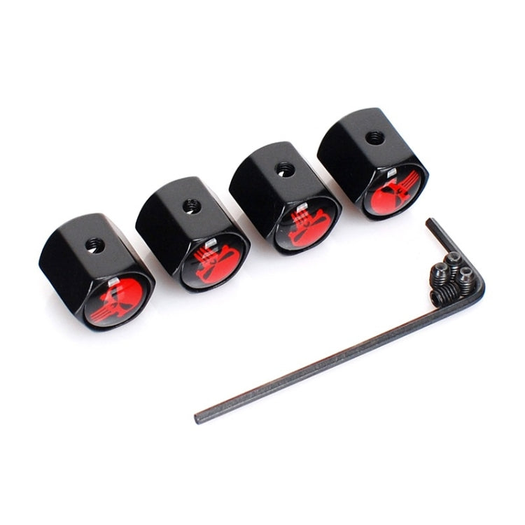 4pcs/set Skull Anti-theft Valve Personalised Conversion Cap(Red) - Tire Valve Caps by PMC Jewellery | Online Shopping South Africa | PMC Jewellery | Buy Now Pay Later Mobicred