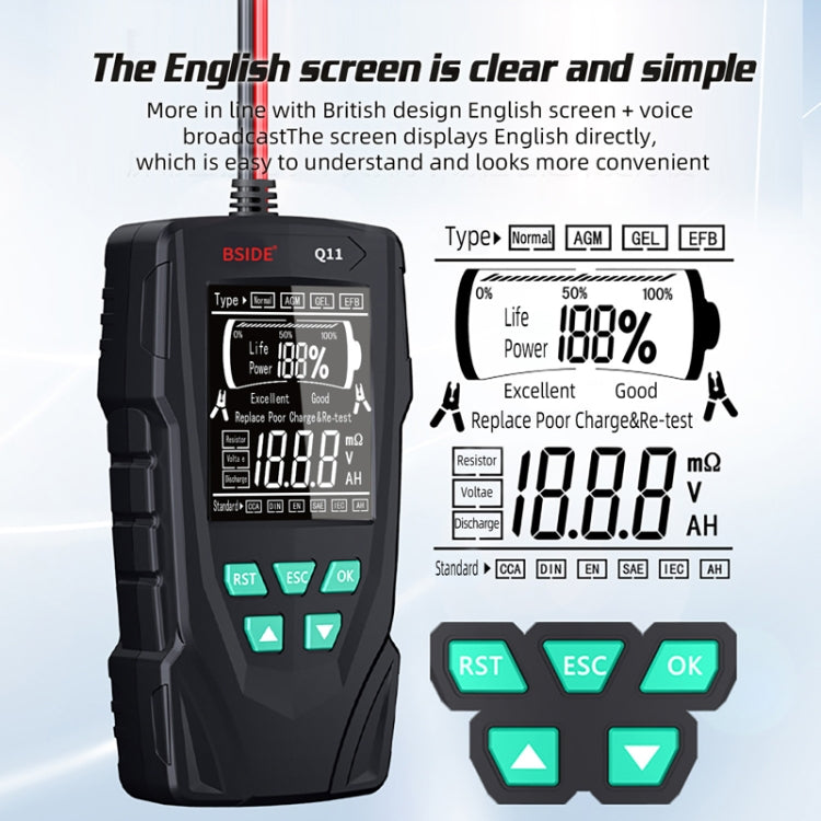 BSIDE Q11 Car Battery Detector 12V/24V Battery Life Capacity Internal Resistance Tester - Electronic Test by BSIDE | Online Shopping South Africa | PMC Jewellery | Buy Now Pay Later Mobicred