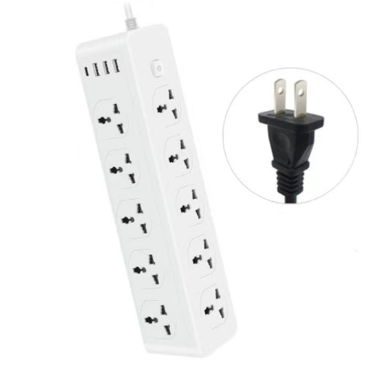 D15 2m 3000W 10 Plugs + PD + 3-USB Ports Vertical Socket With Switch, Specification: Two-pin US Plug - Extension Socket by PMC Jewellery | Online Shopping South Africa | PMC Jewellery | Buy Now Pay Later Mobicred