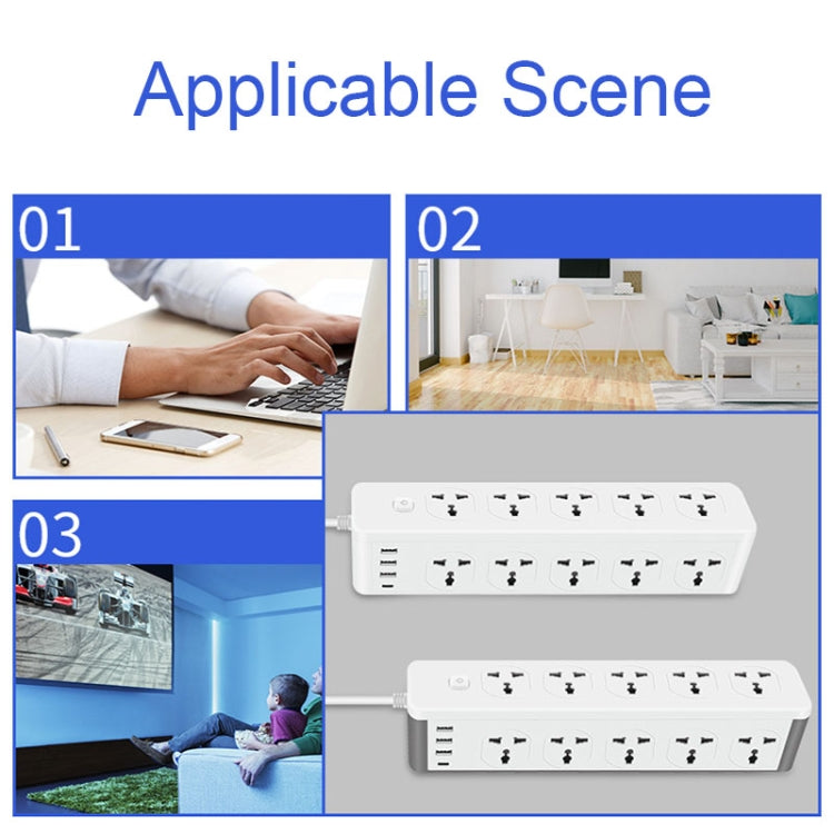 D15 2m 3000W 10 Plugs + PD + 3-USB Ports Vertical Socket With Switch, Specification: UK Plug - Extension Socket by PMC Jewellery | Online Shopping South Africa | PMC Jewellery | Buy Now Pay Later Mobicred