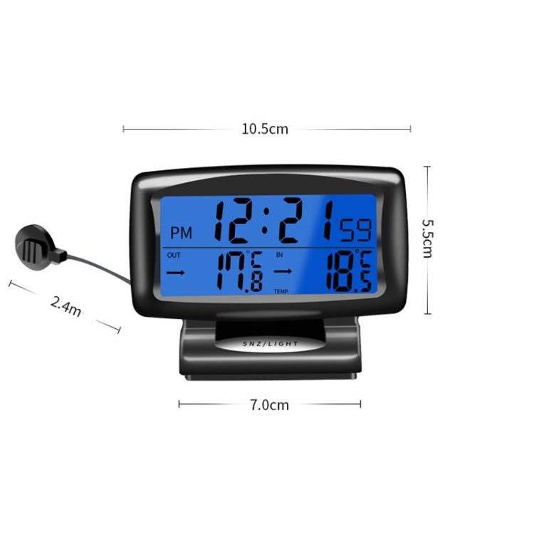 LCD Night Light Car Clock Automotive Electronics Inside And Outside Dual Thermometer - Clocks & Car Meters by PMC Jewellery | Online Shopping South Africa | PMC Jewellery | Buy Now Pay Later Mobicred