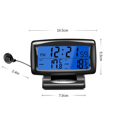 LCD Night Light Car Clock Automotive Electronics Inside And Outside Dual Thermometer - Clocks & Car Meters by PMC Jewellery | Online Shopping South Africa | PMC Jewellery | Buy Now Pay Later Mobicred