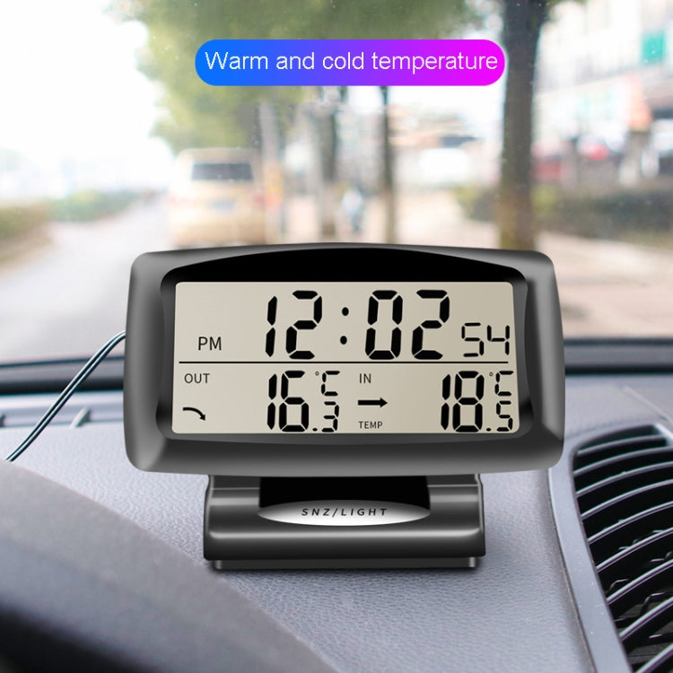 LCD Night Light Car Clock Automotive Electronics Inside And Outside Dual Thermometer - Clocks & Car Meters by PMC Jewellery | Online Shopping South Africa | PMC Jewellery | Buy Now Pay Later Mobicred