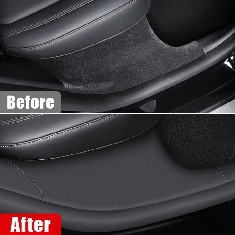 For Tesla Model Y Rear Door Built-In Sill Strip Rear Seats Anti-Kick Leather Protective Pad(Black) - Seat Accessories by PMC Jewellery | Online Shopping South Africa | PMC Jewellery | Buy Now Pay Later Mobicred