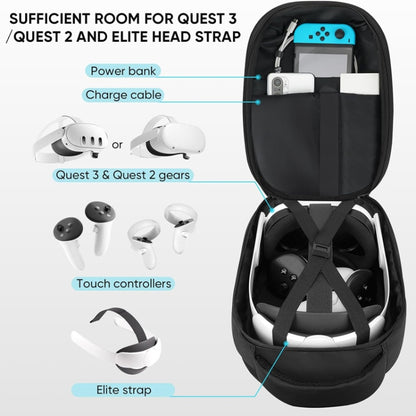 For Meta Quest 3 Hard Suitcase Expandable Capacity Shoulder Backpack - VR Accessories by PMC Jewellery | Online Shopping South Africa | PMC Jewellery