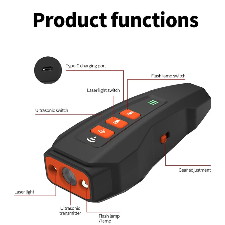 LED Flashing Light Handheld Ultrasonic Bark Arrester Frequency Conversion Dog Training Device(Black+Orange) - free shipping - PMC TechLife - Order now!
