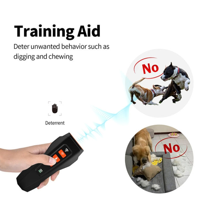 LED Flashing Light Handheld Ultrasonic Bark Arrester Frequency Conversion Dog Training Device(Black+Orange) - free shipping - PMC TechLife - Order now!