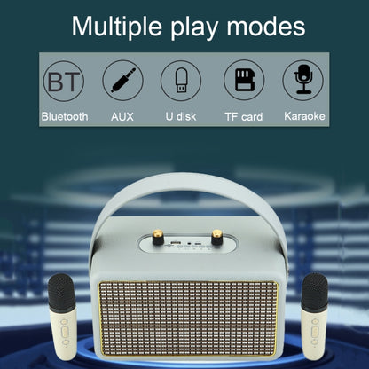 Leather Texture Portable Wooden Home Karaoke Bluetooth Speaker, Color: Gray - Desktop Speaker by PMC Jewellery | Online Shopping South Africa | PMC Jewellery | Buy Now Pay Later Mobicred