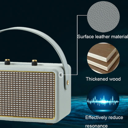 Leather Texture Portable Wooden Home Karaoke Bluetooth Speaker, Color: Gray - Desktop Speaker by PMC Jewellery | Online Shopping South Africa | PMC Jewellery | Buy Now Pay Later Mobicred