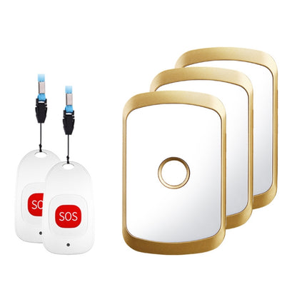 CACAZI C20 Two To Three Wireless Pager For The Elderly Home Care Waterproof Emergency Pager, EU Plug(Gold) - Wireless Doorbell by CACAZI | Online Shopping South Africa | PMC Jewellery | Buy Now Pay Later Mobicred