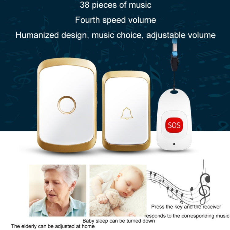 CACAZI C20 Two To Three Wireless Pager For The Elderly Home Care Waterproof Emergency Pager, EU Plug(Silver) - Wireless Doorbell by CACAZI | Online Shopping South Africa | PMC Jewellery