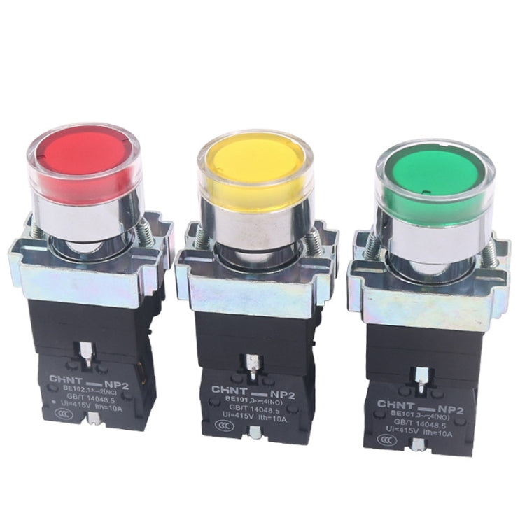 CHINT NP2-BW3363/24V 2 NO Pushbutton Switches With LED Light Silver Alloy Contact Push Button - Car Switches by CHINT | Online Shopping South Africa | PMC Jewellery | Buy Now Pay Later Mobicred