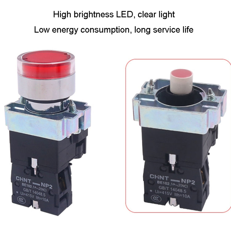 CHINT NP2-BW3563/24V 2 NO Pushbutton Switches With LED Light Silver Alloy Contact Push Button (Yellow) - Car Switches by PMC TechLife | Online Shopping South Africa | PMC TechLife | Buy Now Pay Later Mobicred