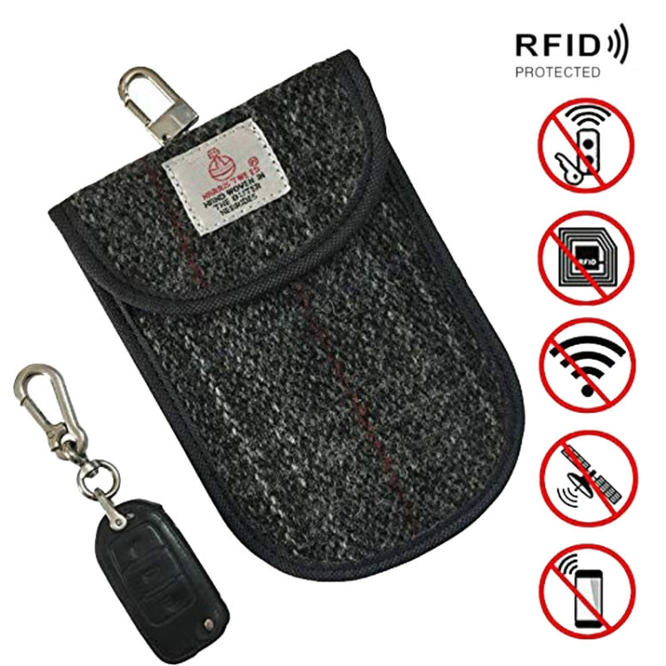 Tweed Double Layer RFID Shielded Key Bag With Keychain Anti-theft Anti-Loss Anti-Scanning Key Holder - Car Key Cases by PMC Jewellery | Online Shopping South Africa | PMC Jewellery | Buy Now Pay Later Mobicred