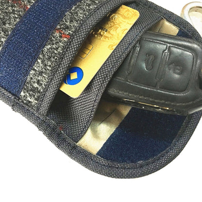 Tweed Double Layer RFID Shielded Key Bag With Keychain Anti-theft Anti-Loss Anti-Scanning Key Holder - Car Key Cases by PMC Jewellery | Online Shopping South Africa | PMC Jewellery | Buy Now Pay Later Mobicred