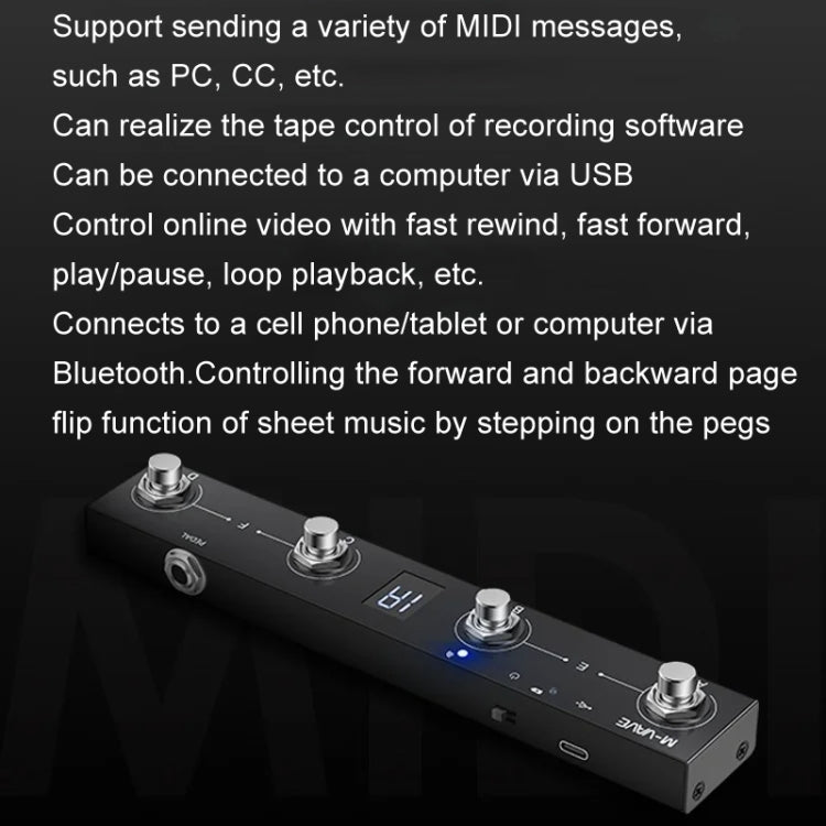 M-VAVE MIDI Bluetooth Controller MIDI Pedal Page Turner Multifunctional Musical Instrument Accessories - free shipping - PMC Jewellery - Order now!