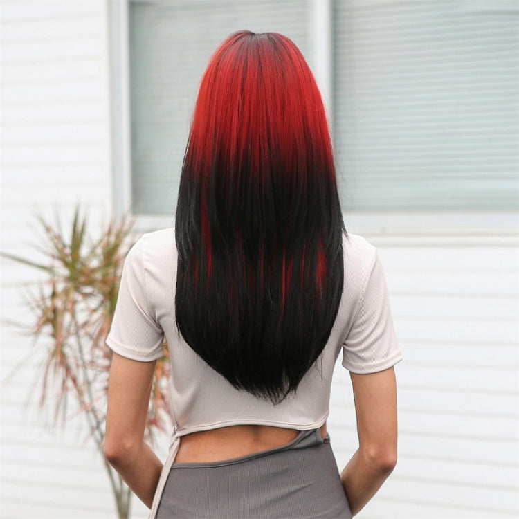 Cosplay Punk Style Gradient Long Straight Wig with Bangs(Red Gradient) - free shipping - PMC TechLife - Order now!