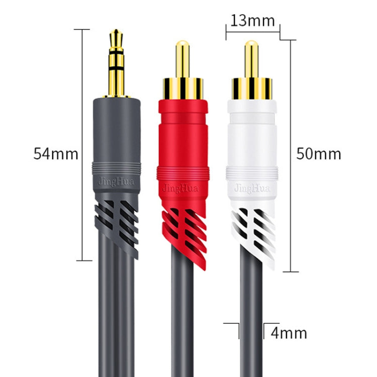 JINGHUA 3.5mm To 2RCA Audio Cable Game Console Outdoor Audio Connection Cable, Size: 30m(Grey) - RCA Cable by JINGHUA | Online Shopping South Africa | PMC Jewellery | Buy Now Pay Later Mobicred