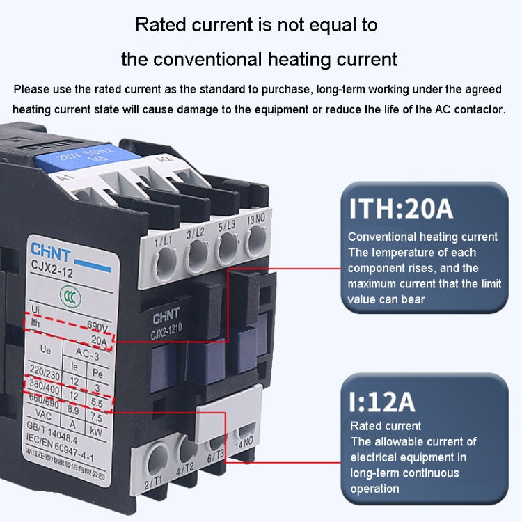CHNT CJX2-2510 25A 220V Silver Alloy Contacts Multi-Purpose Single-Phase AC Contactor - Relays by CHNT | Online Shopping South Africa | PMC TechLife | Buy Now Pay Later Mobicred