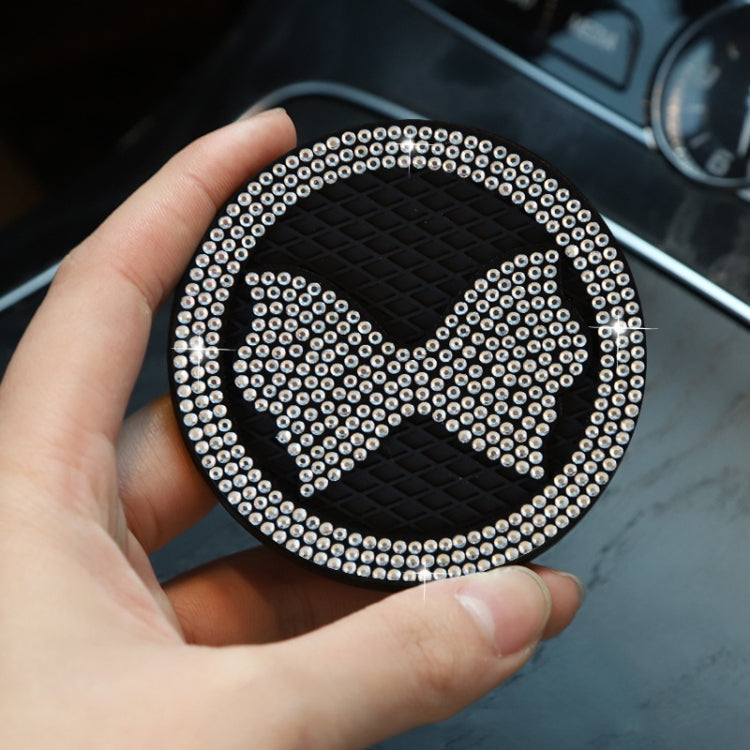 Car Multifunctional Anti-slip Coaster with Diamond Bow Crystal(White) - Car Drink Holders by PMC Jewellery | Online Shopping South Africa | PMC Jewellery | Buy Now Pay Later Mobicred