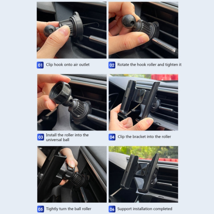 Car Air Outlet Rotatable Snap-on Base Mobile Phone Navigation Bracket(Silver) - Car Holders by PMC TechLife | Online Shopping South Africa | PMC TechLife | Buy Now Pay Later Mobicred