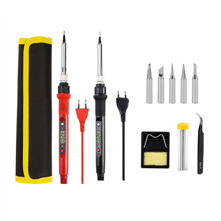 10pcs/ Set 80W Internal Heating Welding Digital Display Soldering Iron Temperature Adjustment Set, Model: Black EU Plug - Electric Soldering Iron by PMC Jewellery | Online Shopping South Africa | PMC Jewellery