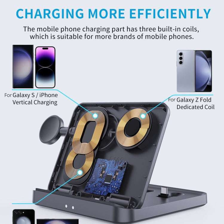 3 In 1 Wireless Charger For Samsung Galaxy Z Fold Mobile Phone Earphones & Smart Watches(Black) - Wireless Charger by PMC Jewellery | Online Shopping South Africa | PMC Jewellery | Buy Now Pay Later Mobicred