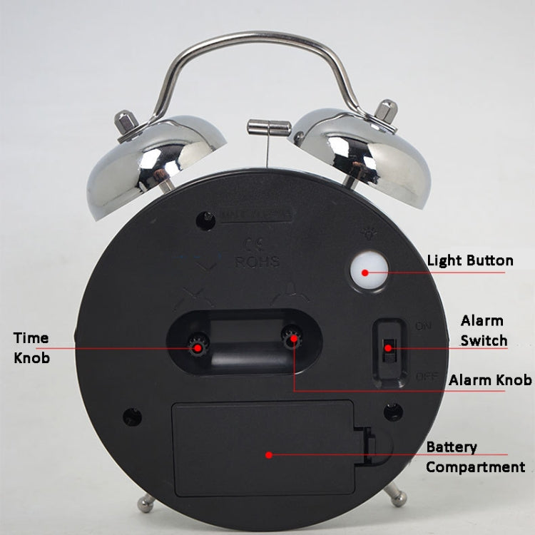 4.5 Inch Electroplated Metal Ring Bell Alarm Clock Quartz Clock With Night Light ?, Style: Red Copper B - Novelty Clock by PMc TechLife | Online Shopping South Africa | PMc TechLife | Buy Now Pay Later Mobicred
