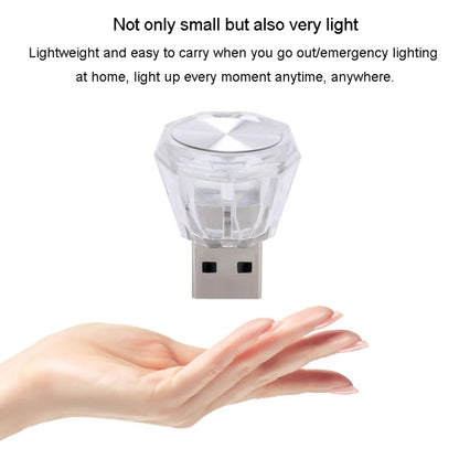 Car Diamond Model USB Ambient Light Charge-Free Plug And Play LED Decorative Lights(White Light) - Atmosphere lights by PMC Jewellery | Online Shopping South Africa | PMC Jewellery | Buy Now Pay Later Mobicred