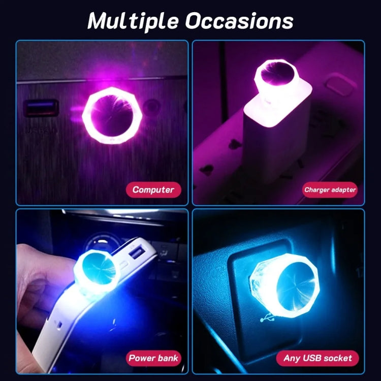 Car Diamond Model USB Ambient Light Charge-Free Plug And Play LED Decorative Lights(Ice Blue) - Atmosphere lights by PMC Jewellery | Online Shopping South Africa | PMC Jewellery | Buy Now Pay Later Mobicred