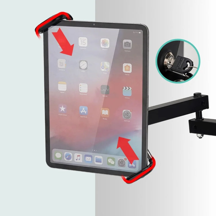 Tablet Wall Mount Holder Foldable Extendable Aluminum Alloy Mount With Anti Theft Security Lock - Lazy Bracket by PMC TechLife | Online Shopping South Africa | PMC TechLife