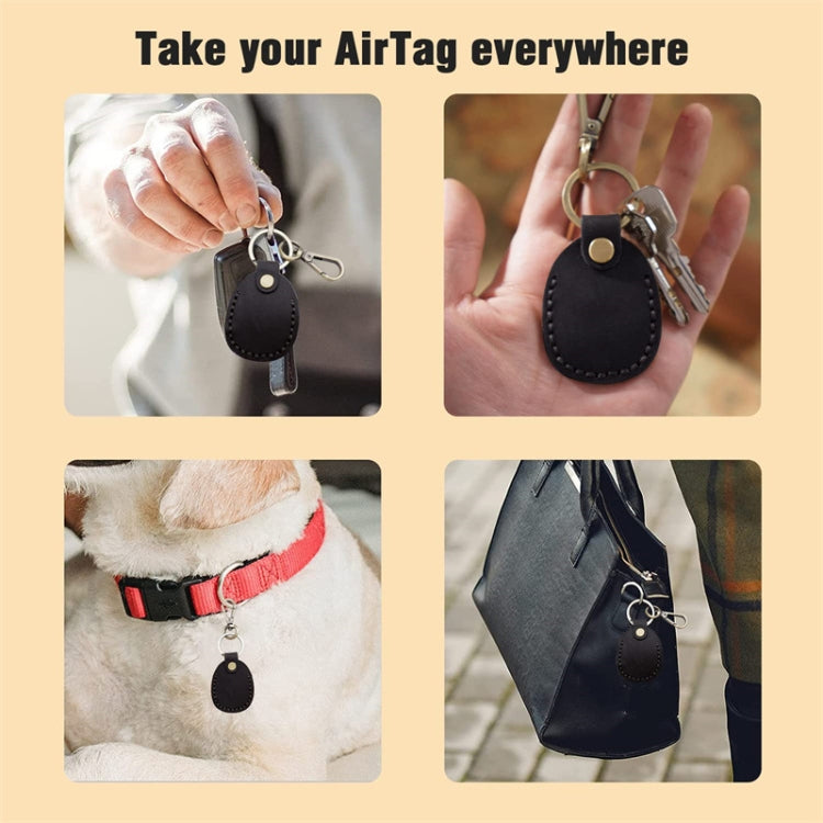 For AirTag Locator Leather Case Access Card with Keychain(Black) - Key Chain Series by PMC Jewellery | Online Shopping South Africa | PMC Jewellery