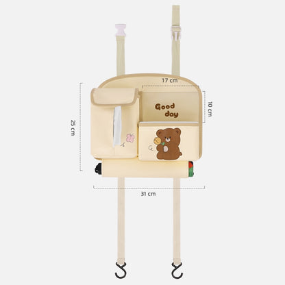 Multifunctional Car Cute Cartoon Rear Seat Back-mounted Storage Bag Garbage Bin in Car(Beige) - Stowing Tidying by PMC Jewellery | Online Shopping South Africa | PMC Jewellery | Buy Now Pay Later Mobicred