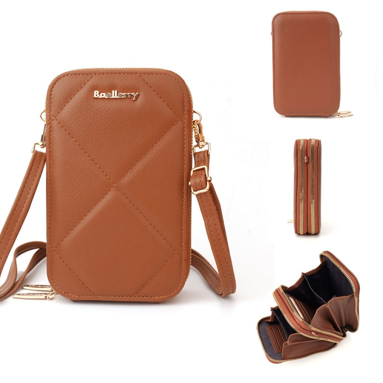 Baellerry N0111 Large Capacity Vertical Double-zipper Phone Bag Single-shoulder Messenger Bag(Brown) - Single-shoulder Bags by Baellerry | Online Shopping South Africa | PMC Jewellery