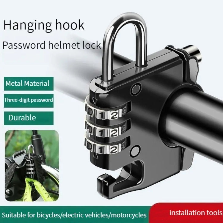 Motorcycle Helmet Anti-Theft Lock Fixed Helmet Combination Padlock, Color: Black - Theft Protection by PMC Jewellery | Online Shopping South Africa | PMC Jewellery | Buy Now Pay Later Mobicred