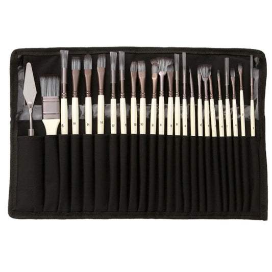 ZHU TING 24pcs /Set Nylon Bristle Paintbrush Set Painting Watercolor Brushes With Cloth Bag(White Rod) - Art Supplies by ZHU TING | Online Shopping South Africa | PMC Jewellery | Buy Now Pay Later Mobicred