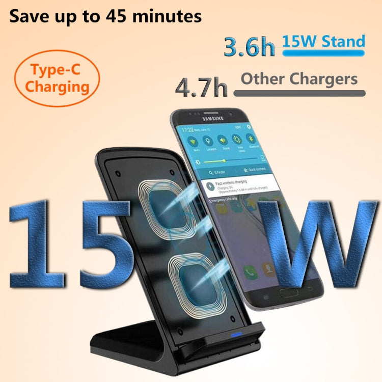 15W Desktop Wireless Charger Mobile Phone Wireless Fast Charging Bracket(Black) - Wireless Charger by PMC Jewellery | Online Shopping South Africa | PMC Jewellery | Buy Now Pay Later Mobicred