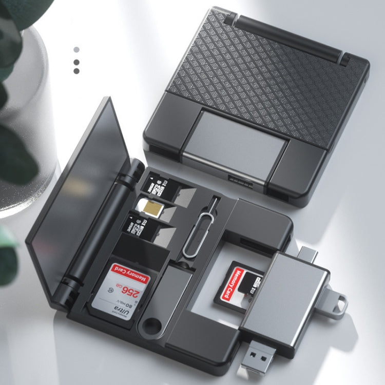 7 in 1 OTG SD Card Reader USB Type-C Adapter TF SD SIM PIN Storage Box(Black) -  by PMC Jewellery | Online Shopping South Africa | PMC Jewellery | Buy Now Pay Later Mobicred