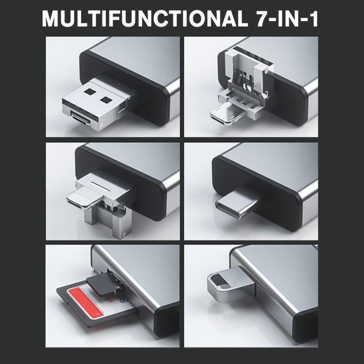 7 in 1 OTG SD Card Reader USB Type-C Adapter TF SD SIM PIN Storage Box(Black) -  by PMC Jewellery | Online Shopping South Africa | PMC Jewellery | Buy Now Pay Later Mobicred