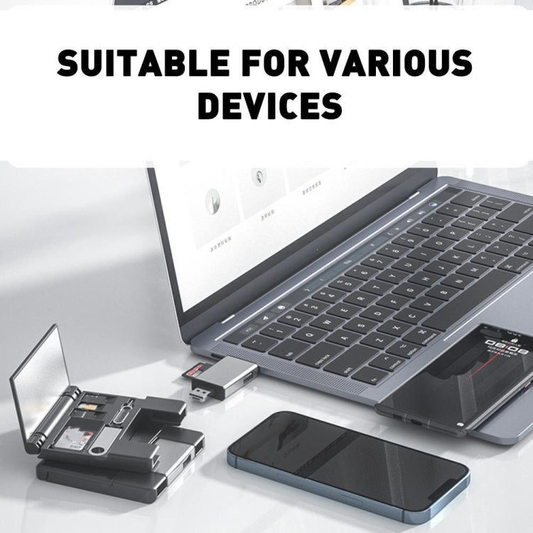7 in 1 OTG SD Card Reader USB Type-C Adapter TF SD SIM PIN Storage Box(Black) -  by PMC Jewellery | Online Shopping South Africa | PMC Jewellery | Buy Now Pay Later Mobicred