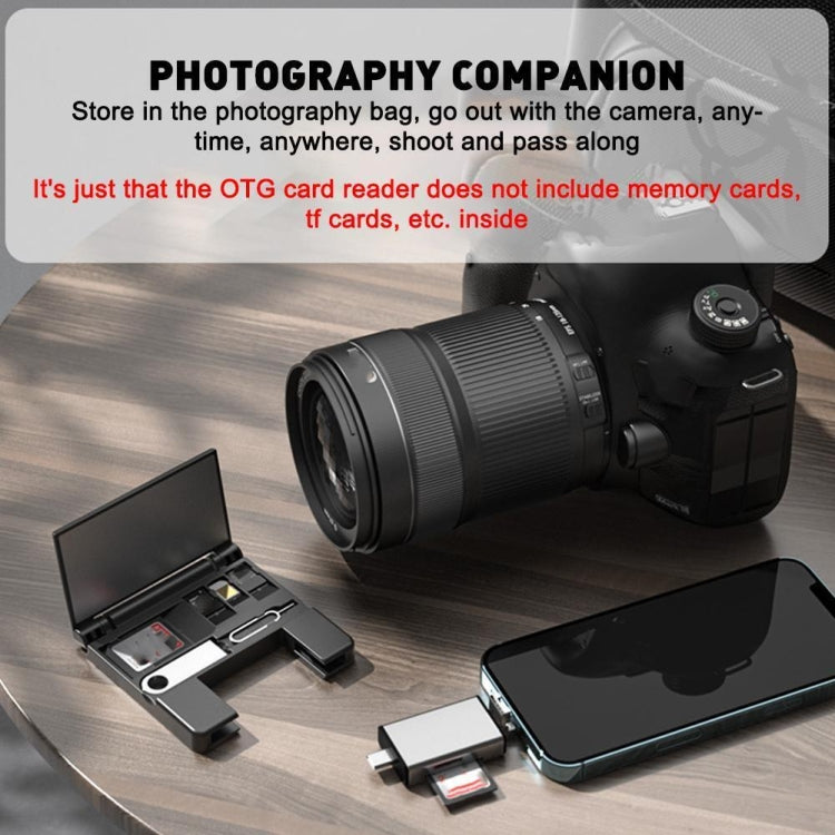 7 in 1 OTG SD Card Reader USB Type-C Adapter TF SD SIM PIN Storage Box(Black) -  by PMC Jewellery | Online Shopping South Africa | PMC Jewellery | Buy Now Pay Later Mobicred