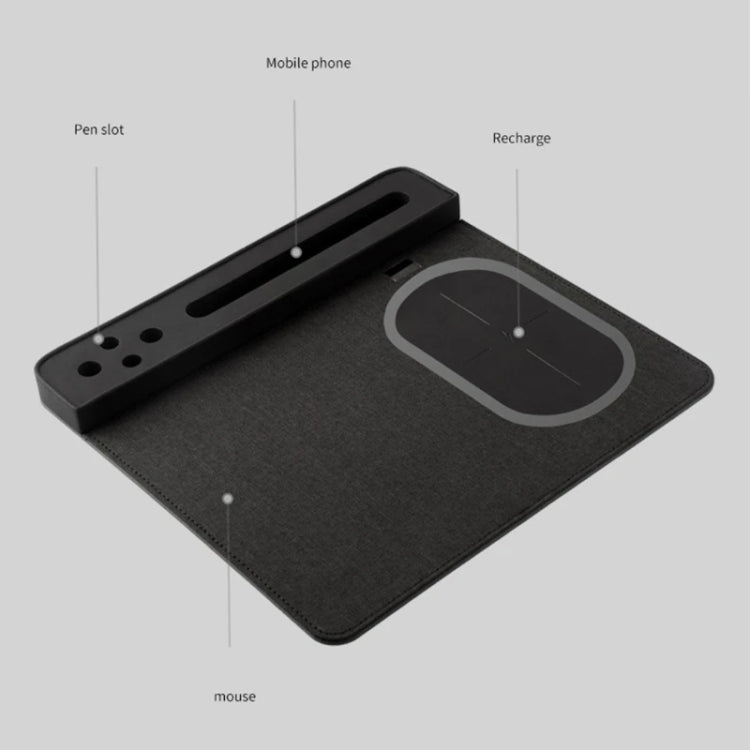 10W Wireless Charging PU Mouse Pad with Mobile Phone and Pen Holder(Black) - Wireless Charger by PMC Jewellery | Online Shopping South Africa | PMC Jewellery | Buy Now Pay Later Mobicred